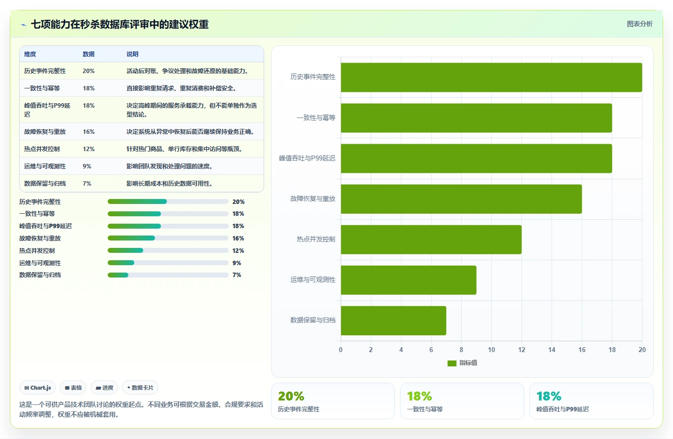 数据库存：产品技术团队选型思路：高并发秒杀应重点评估历史追溯