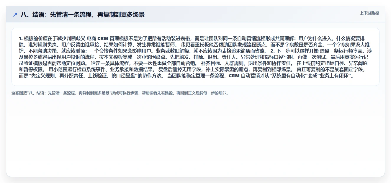 八、结语：先管清一条流程，再复制到更多场景