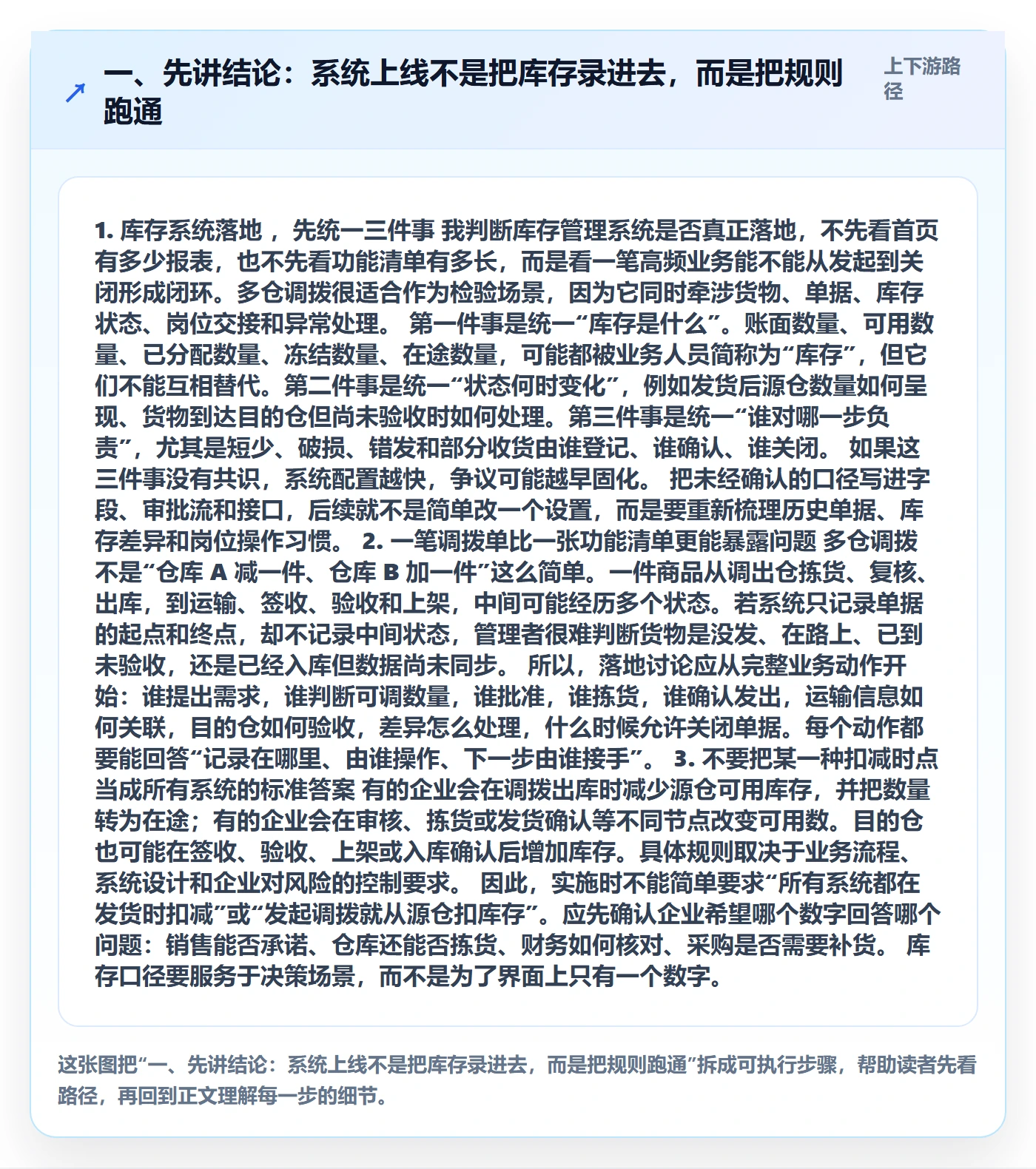 一、先讲结论：系统上线不是把库存录进去，而是把规则跑通