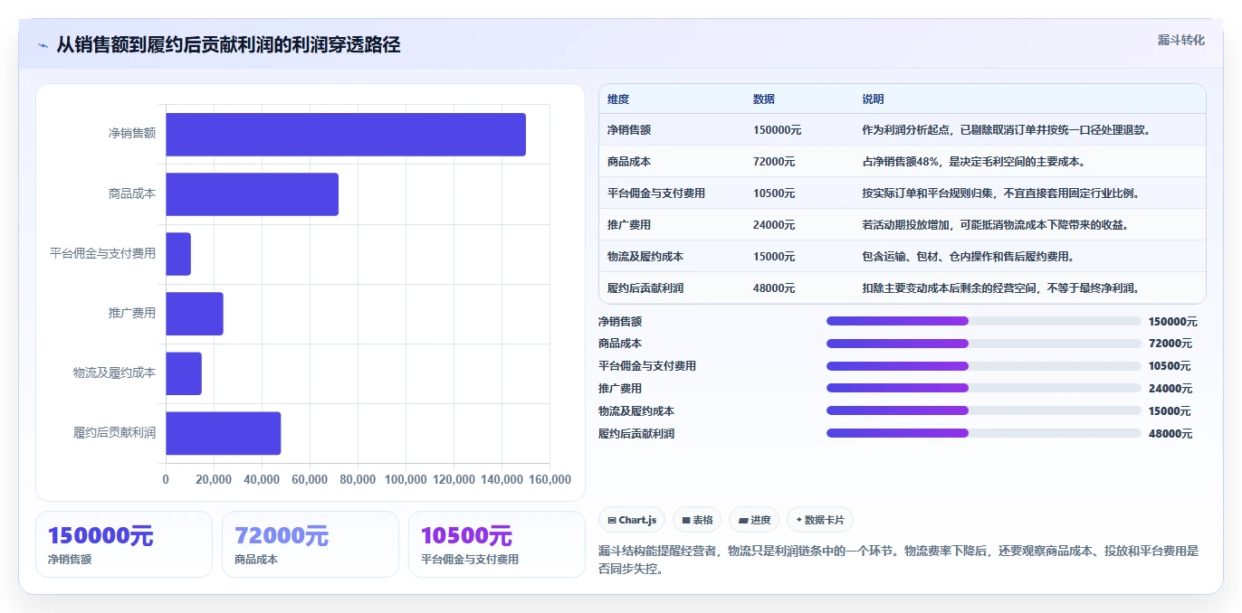 电商利润计算：电商新手核心指标：判断物流成本是否正在缓解只看销售额