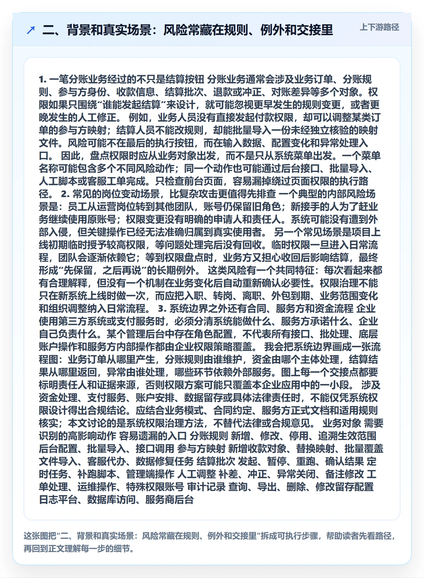 二、背景和真实场景：风险常藏在规则、例外和交接里