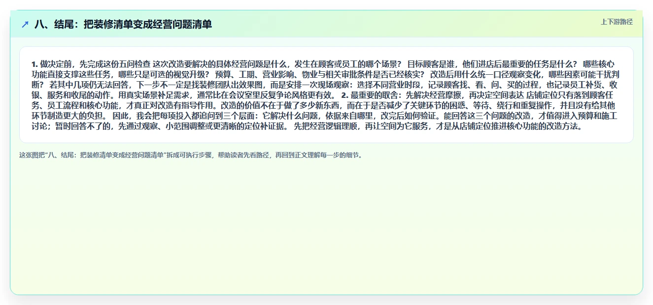 八、结尾：把装修清单变成经营问题清单