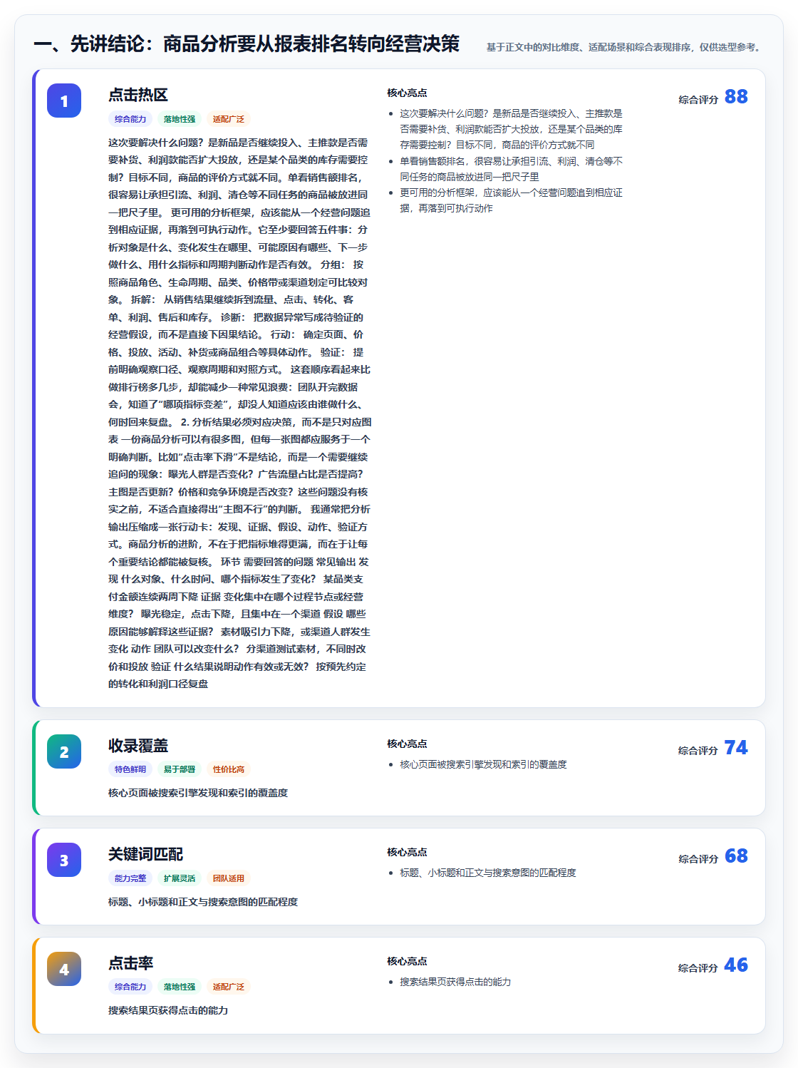 一、先讲结论：商品分析要从报表排名转向经营决策