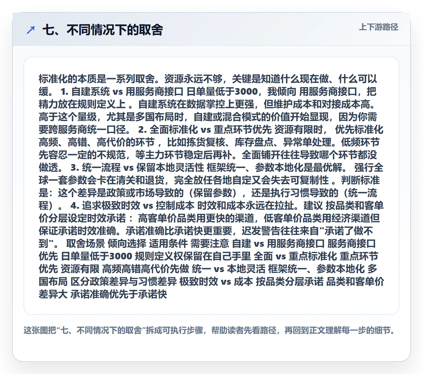 七、不同情况下的取舍