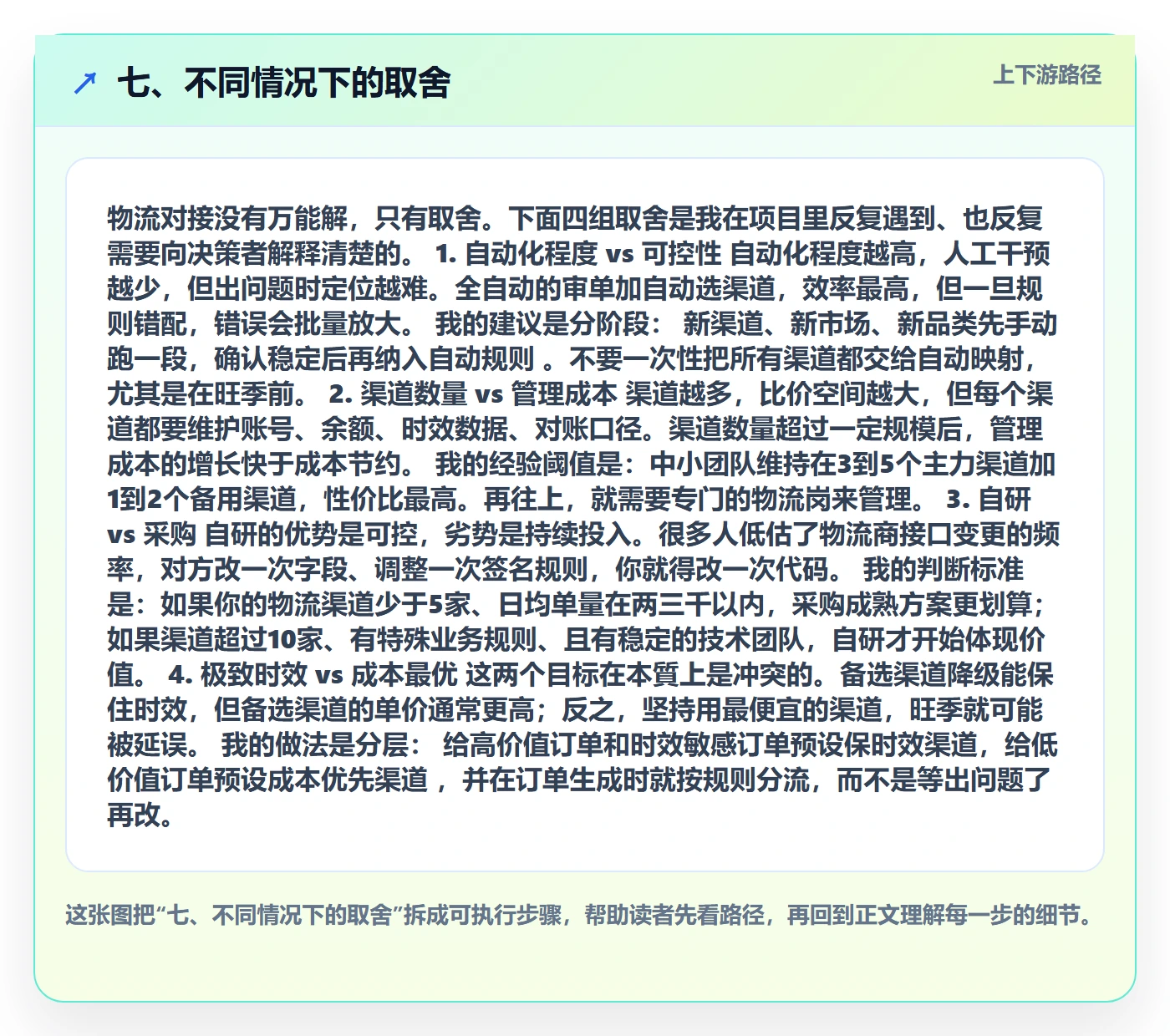 七、不同情况下的取舍