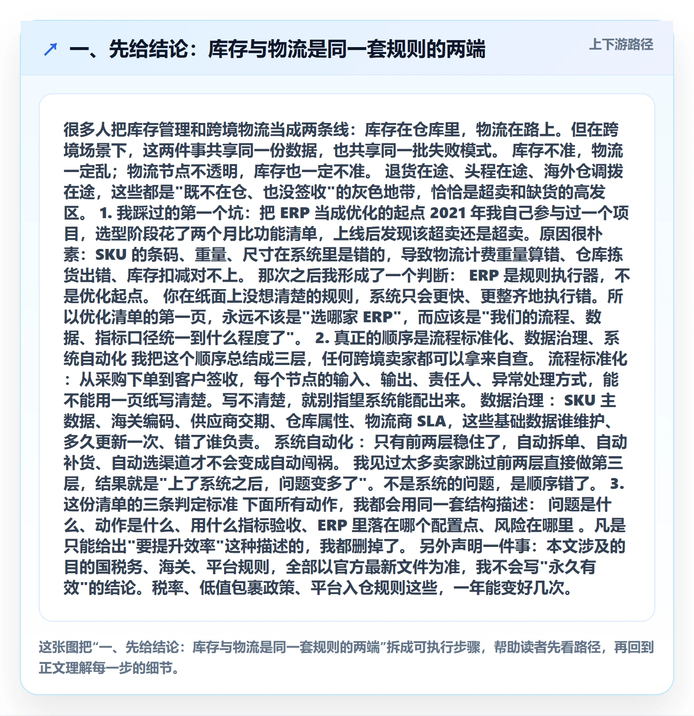 一、先给结论：库存与物流是同一套规则的两端