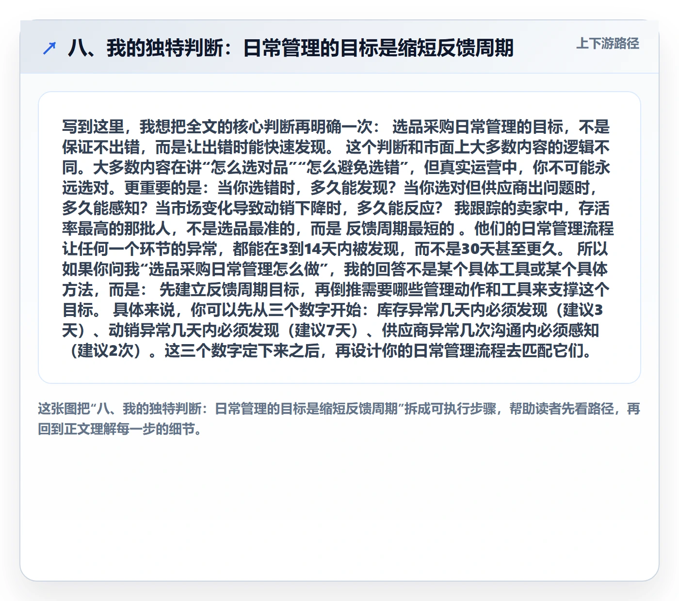 八、我的独特判断:日常管理的目标是缩短反馈周期
