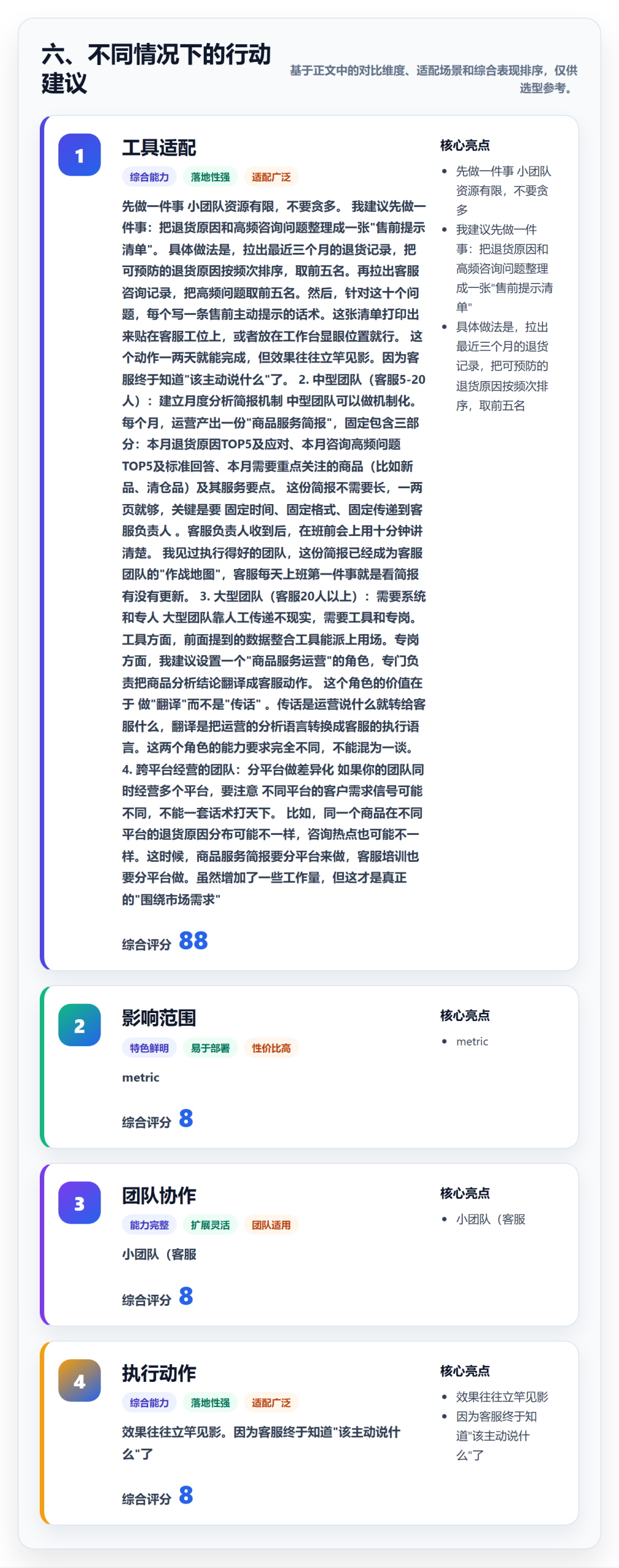 六、不同情况下的行动建议