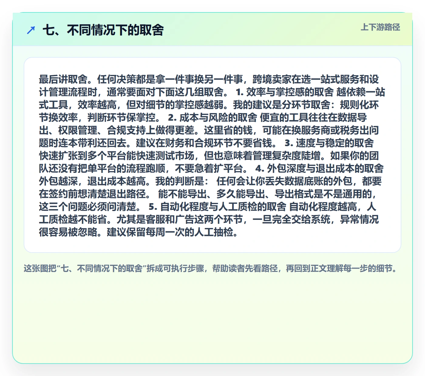 七、不同情况下的取舍