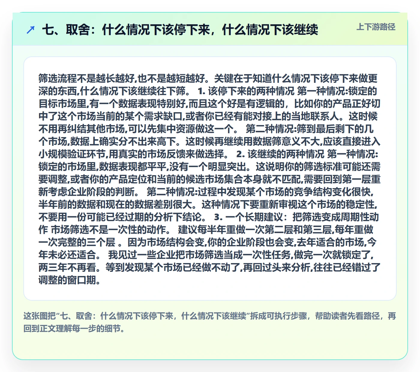 七、取舍:什么情况下该停下来,什么情况下该继续