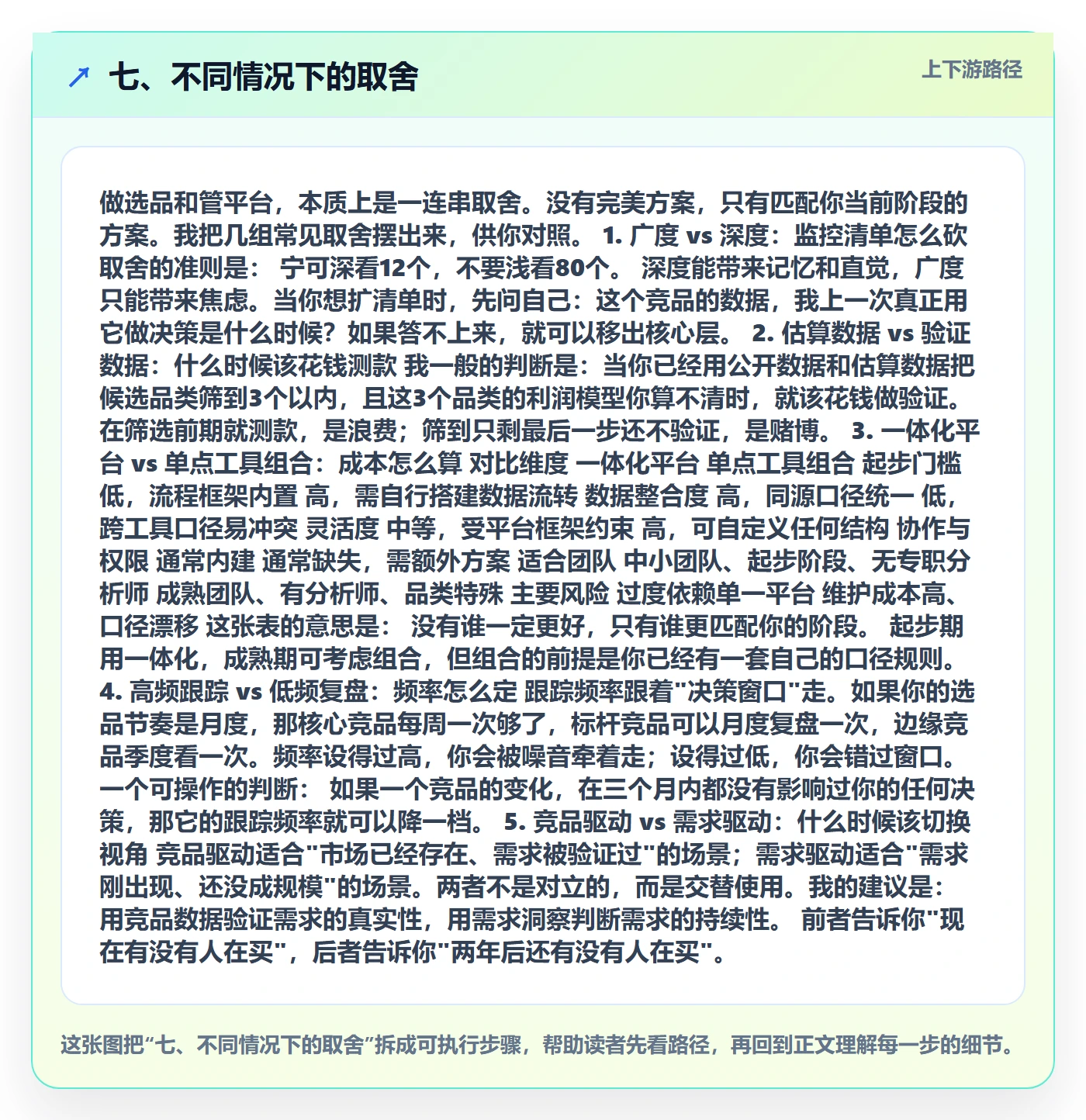 七、不同情况下的取舍