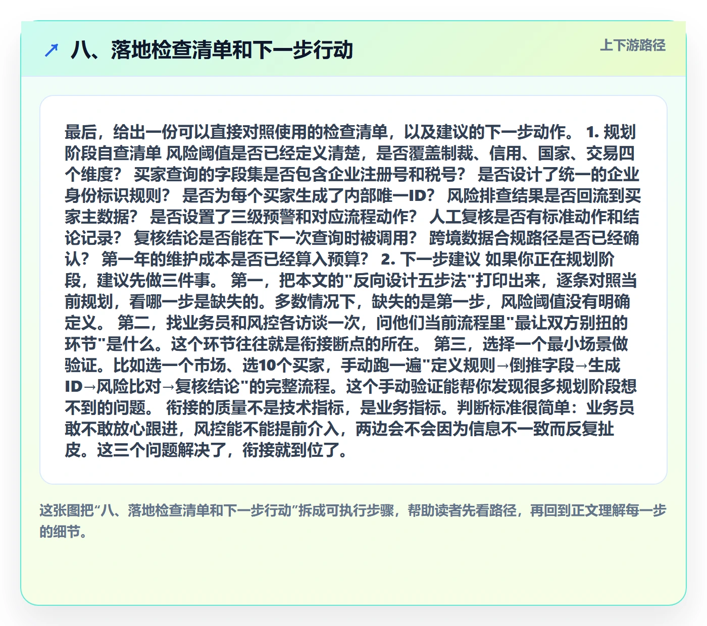 八、落地检查清单和下一步行动