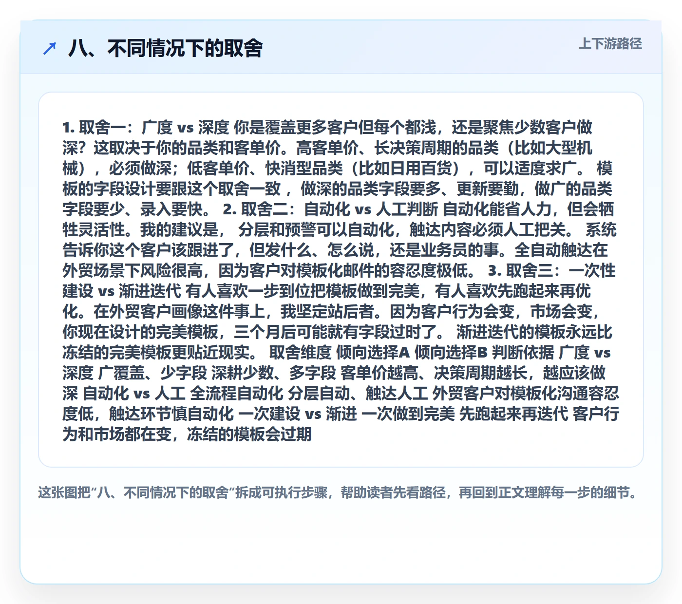 八、不同情况下的取舍