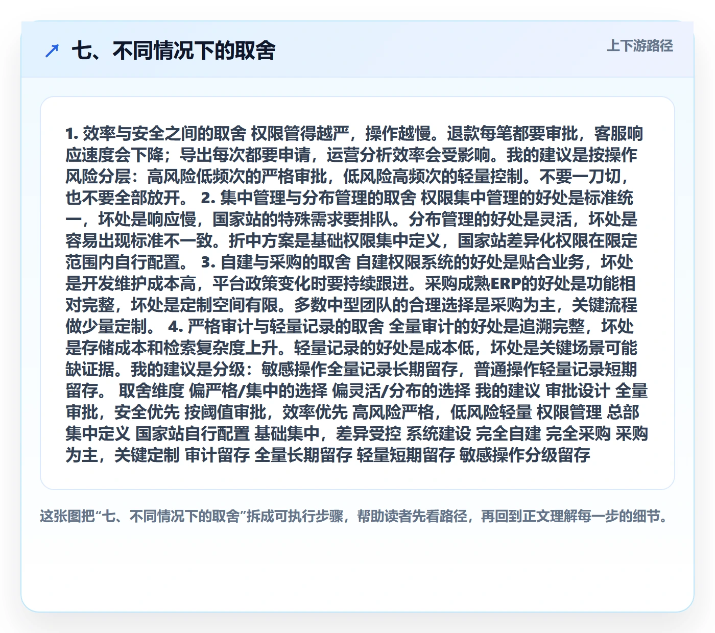 七、不同情况下的取舍