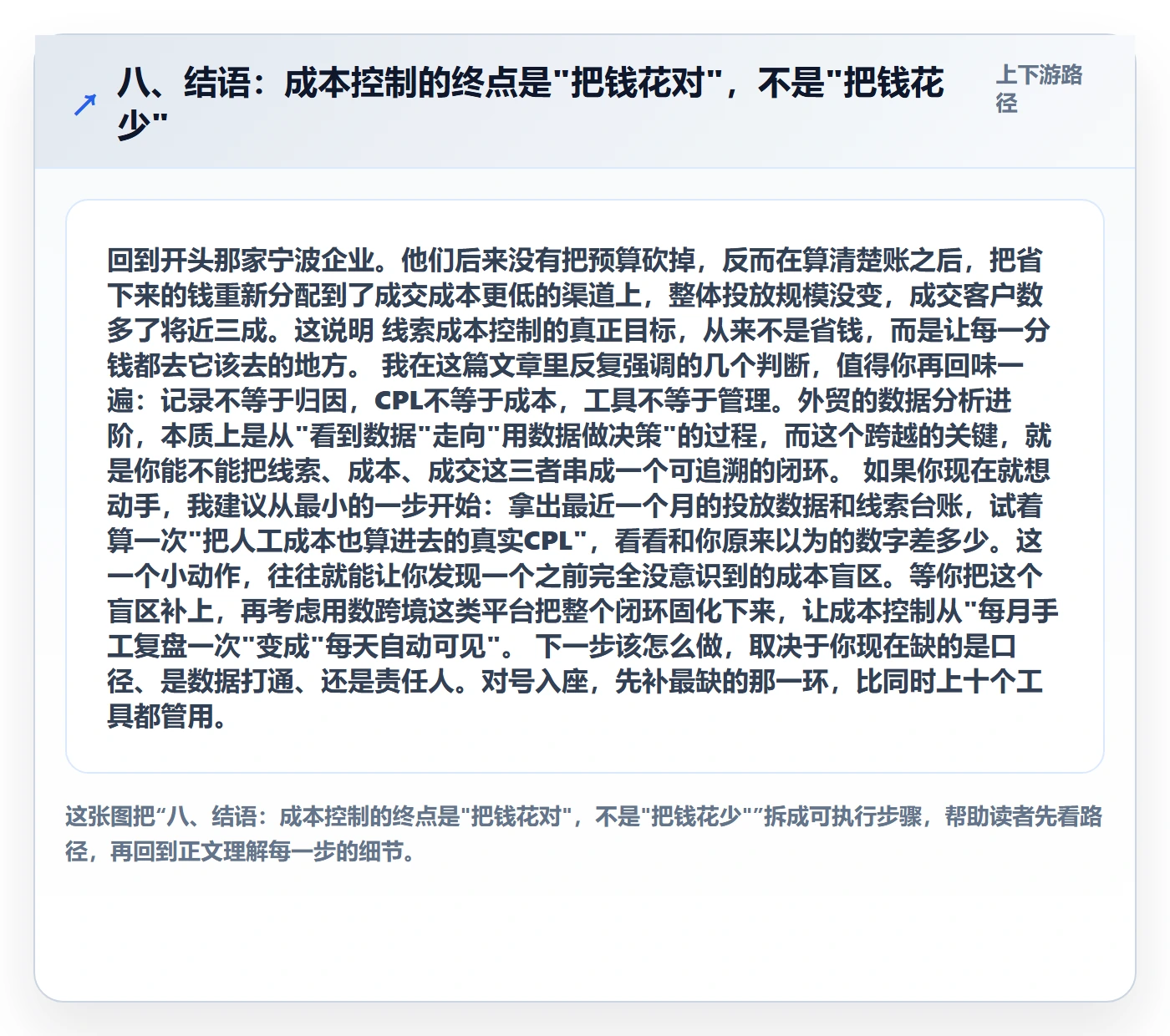 八、结语：成本控制的终点是"把钱花对"，不是"把钱花少"
