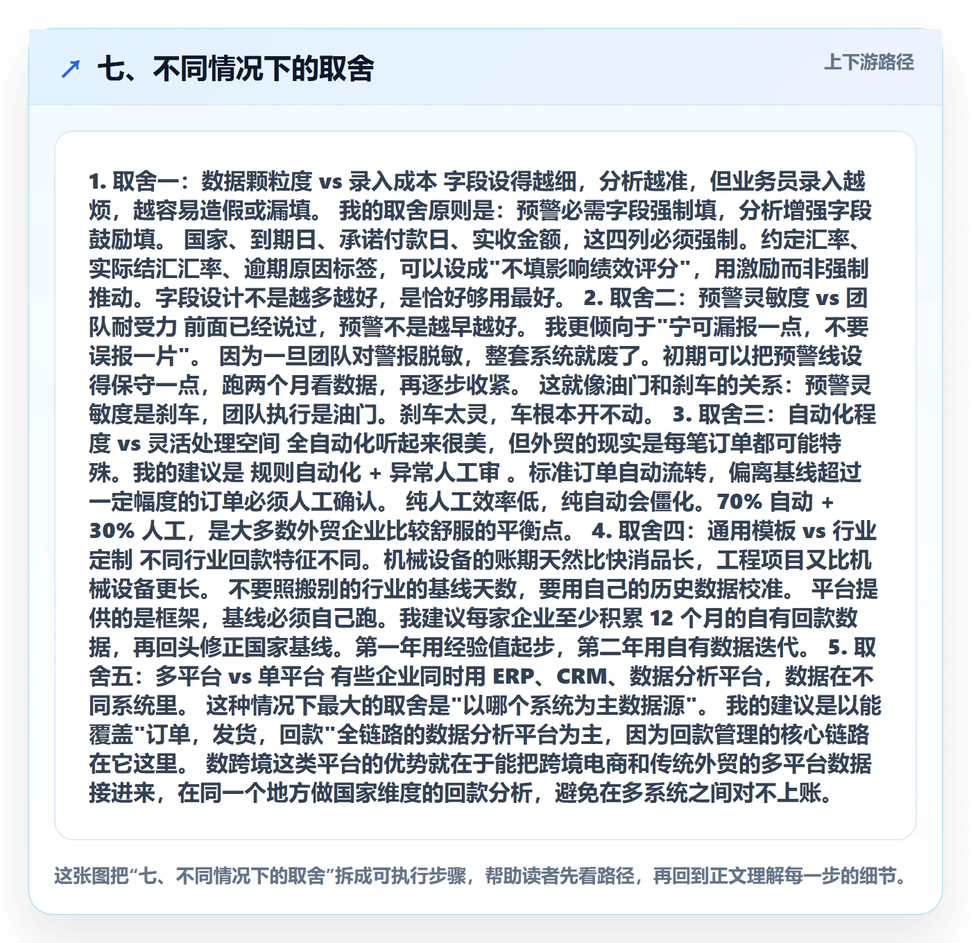 七、不同情况下的取舍