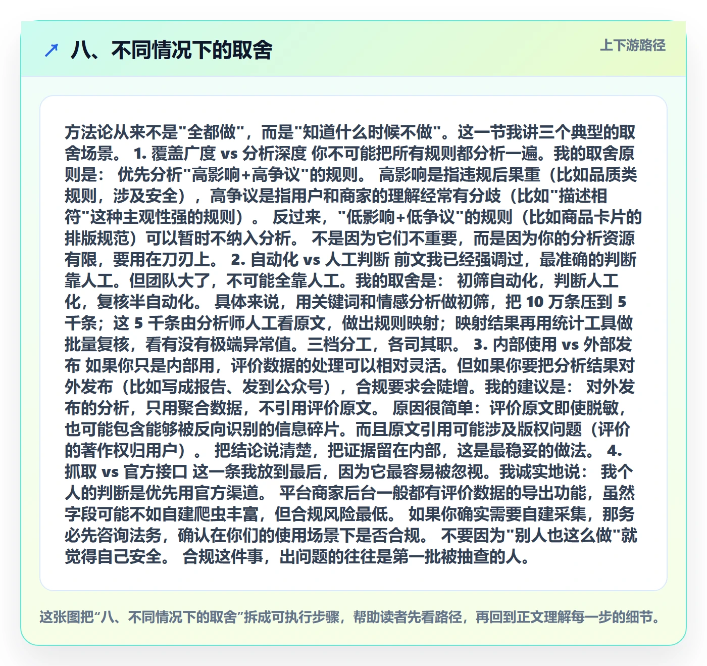 八、不同情况下的取舍