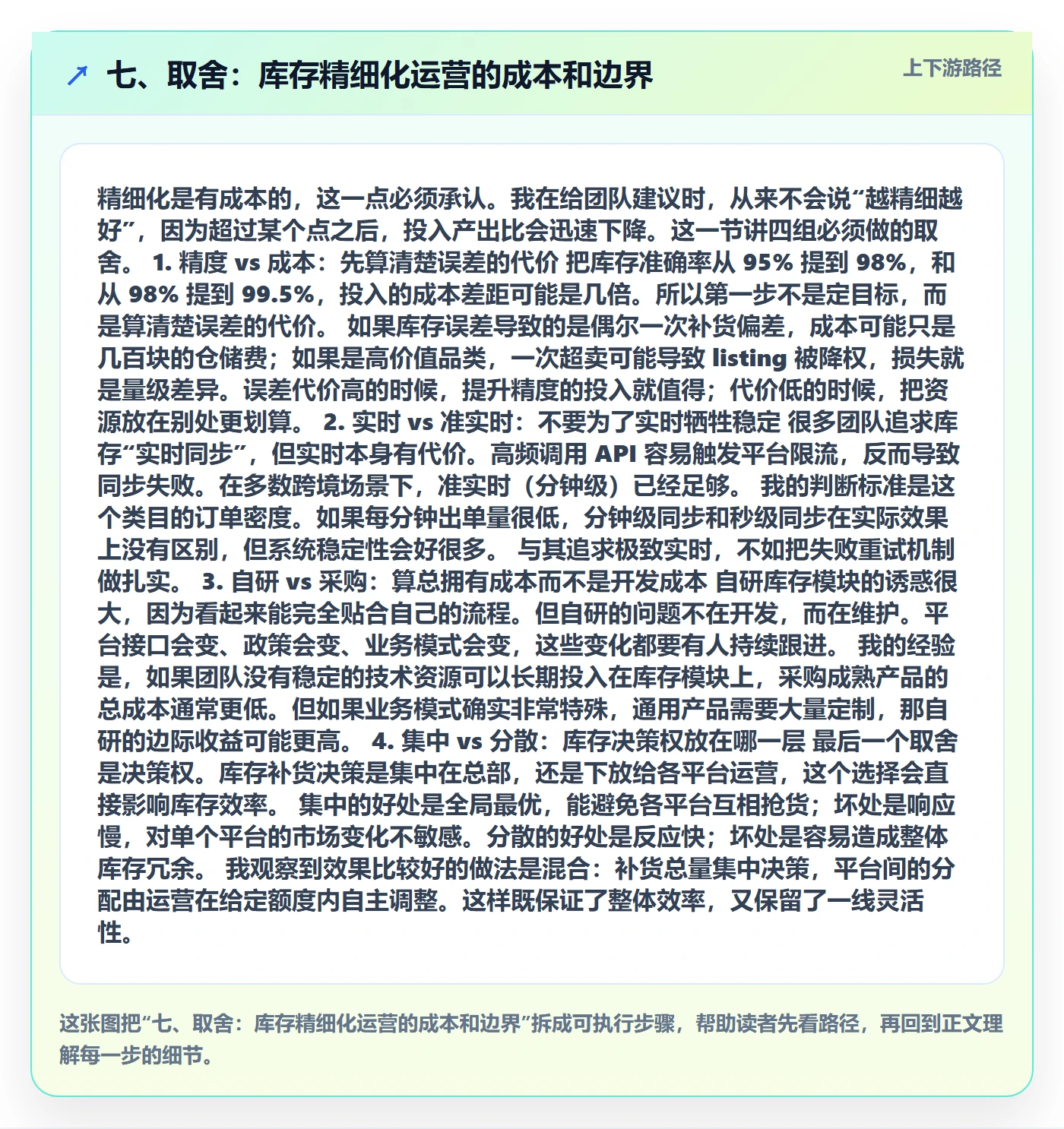 七、取舍：库存精细化运营的成本和边界