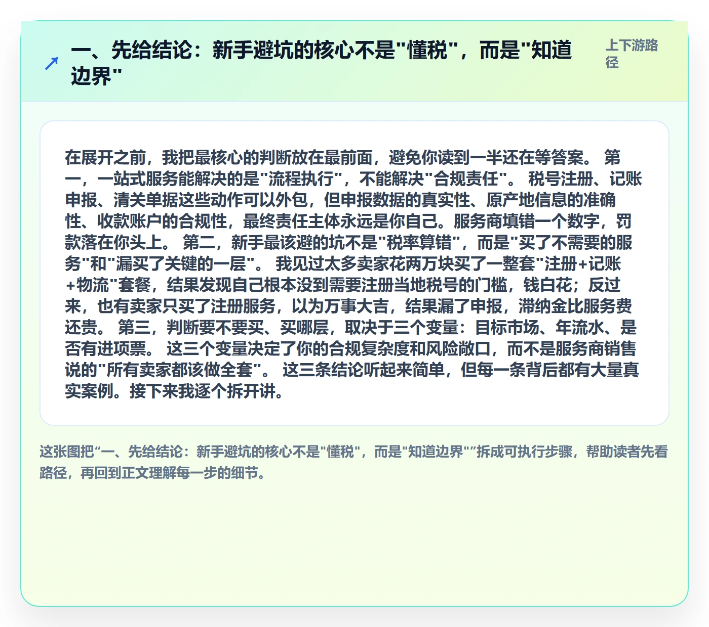 一、先给结论：新手避坑的核心不是"懂税"，而是"知道边界"